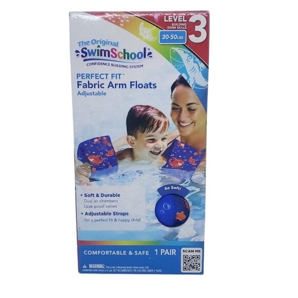 The Original SwimSchool Fabric Arm Floats Level 3 30-50 Lbs Dual Air Chambers - Picture 1 of 3